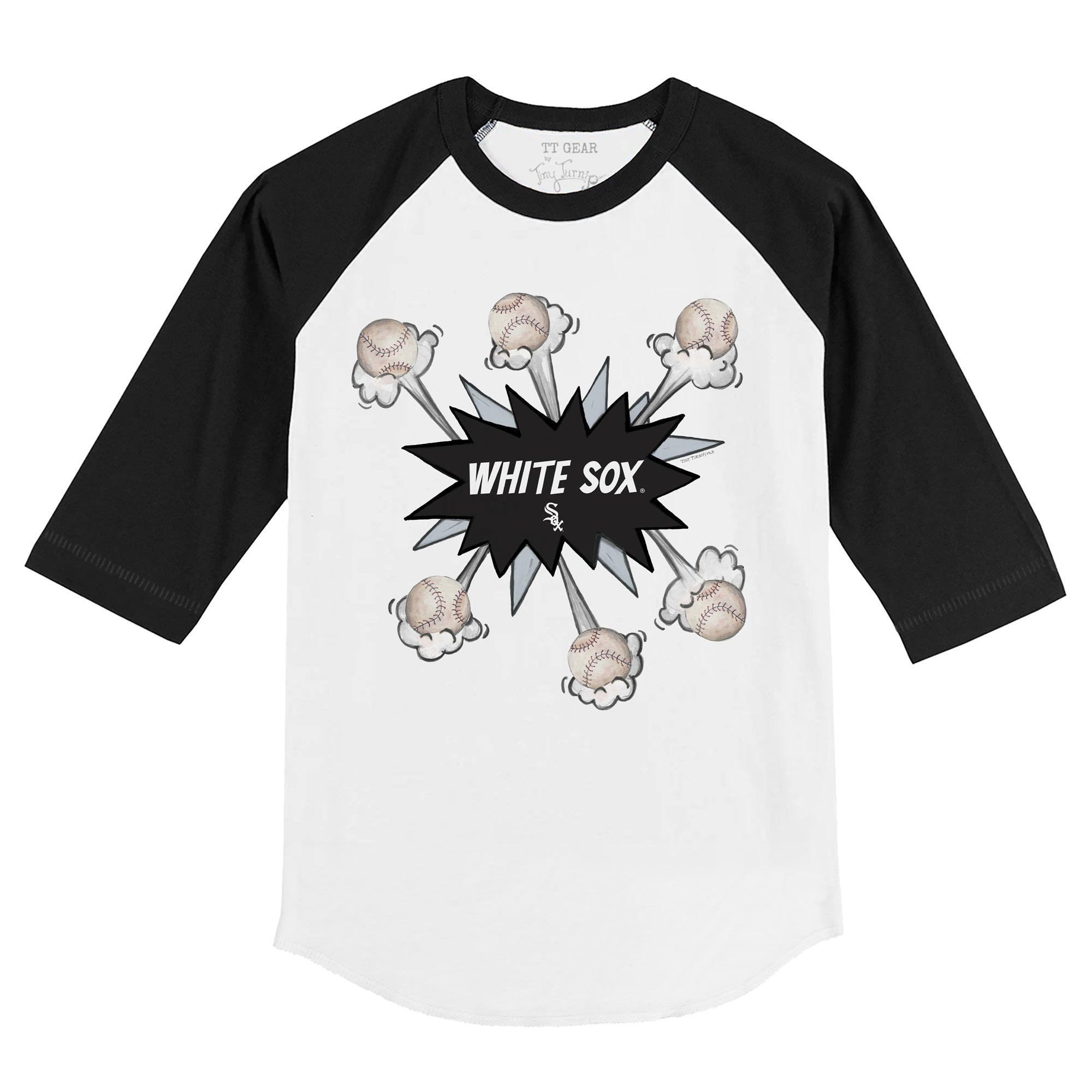 Girls Toddler Tiny Turnip White Chicago Sox Baseball Pow Fringe T-Shirt Size: 2T