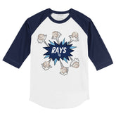 Tampa Bay Rays Baseball Pow 3/4 Navy Blue Sleeve Raglan
