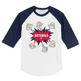 Washington Nationals Baseball Pow 3/4 Navy Blue Sleeve Raglan