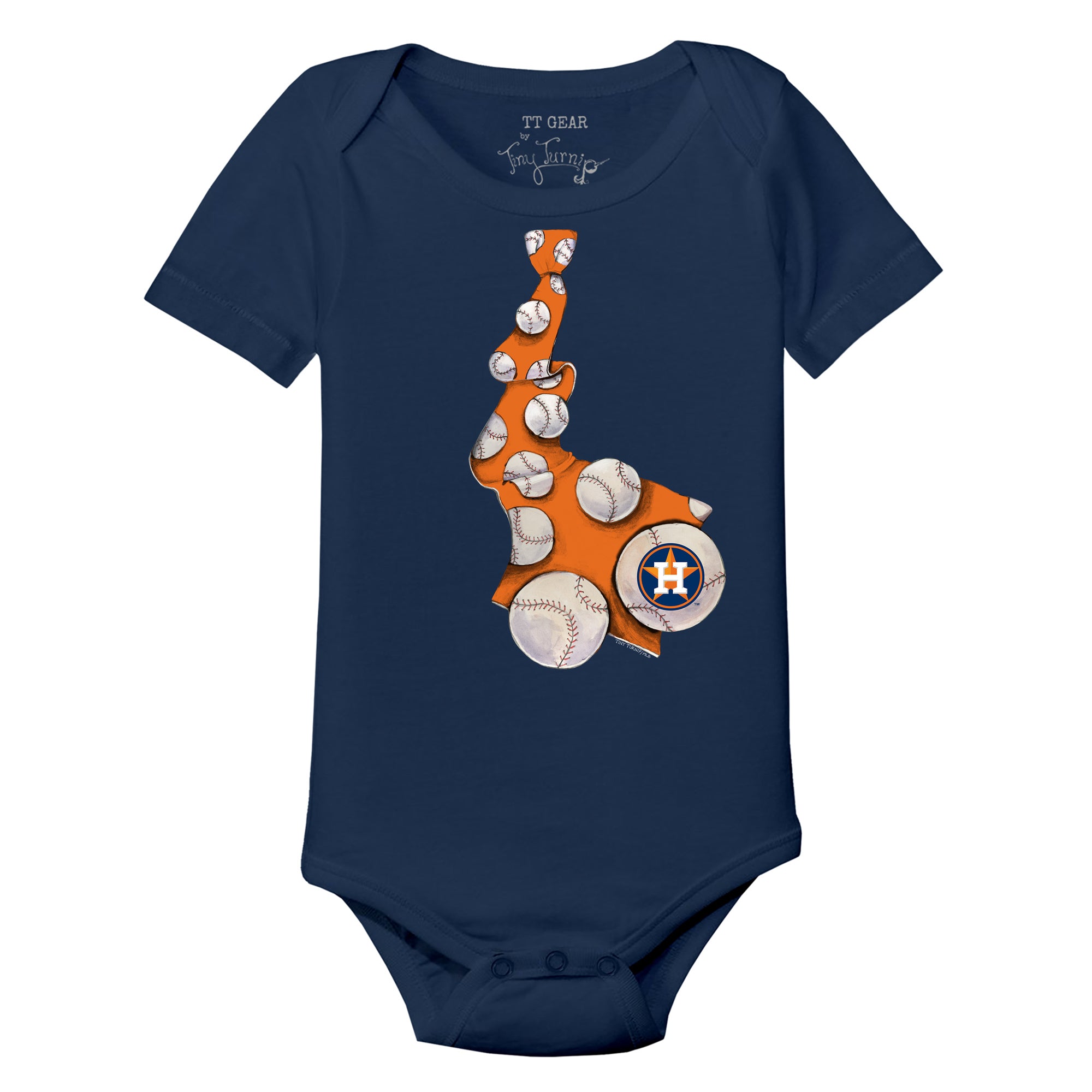 Houston Astros Tiny Turnip Infant Baseball Tie Raglan 3/4 Sleeve T