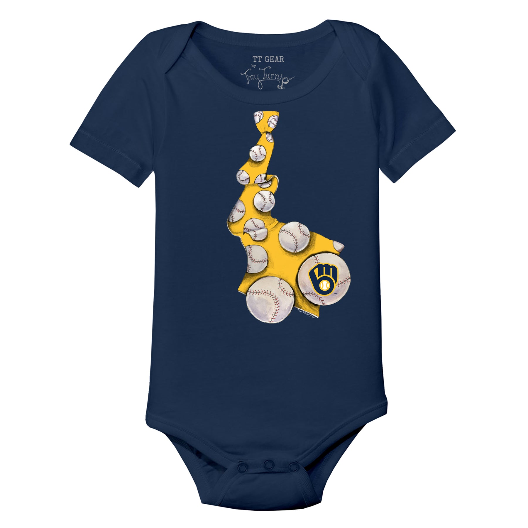 Toddler Tiny Turnip Navy Milwaukee Brewers Baseball Bow T-Shirt
