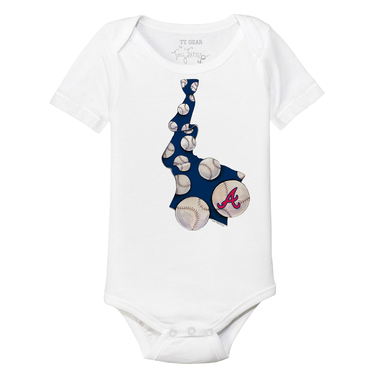 Atlanta Braves Tiny Turnip Infant Blooming Baseballs Bodysuit - Navy