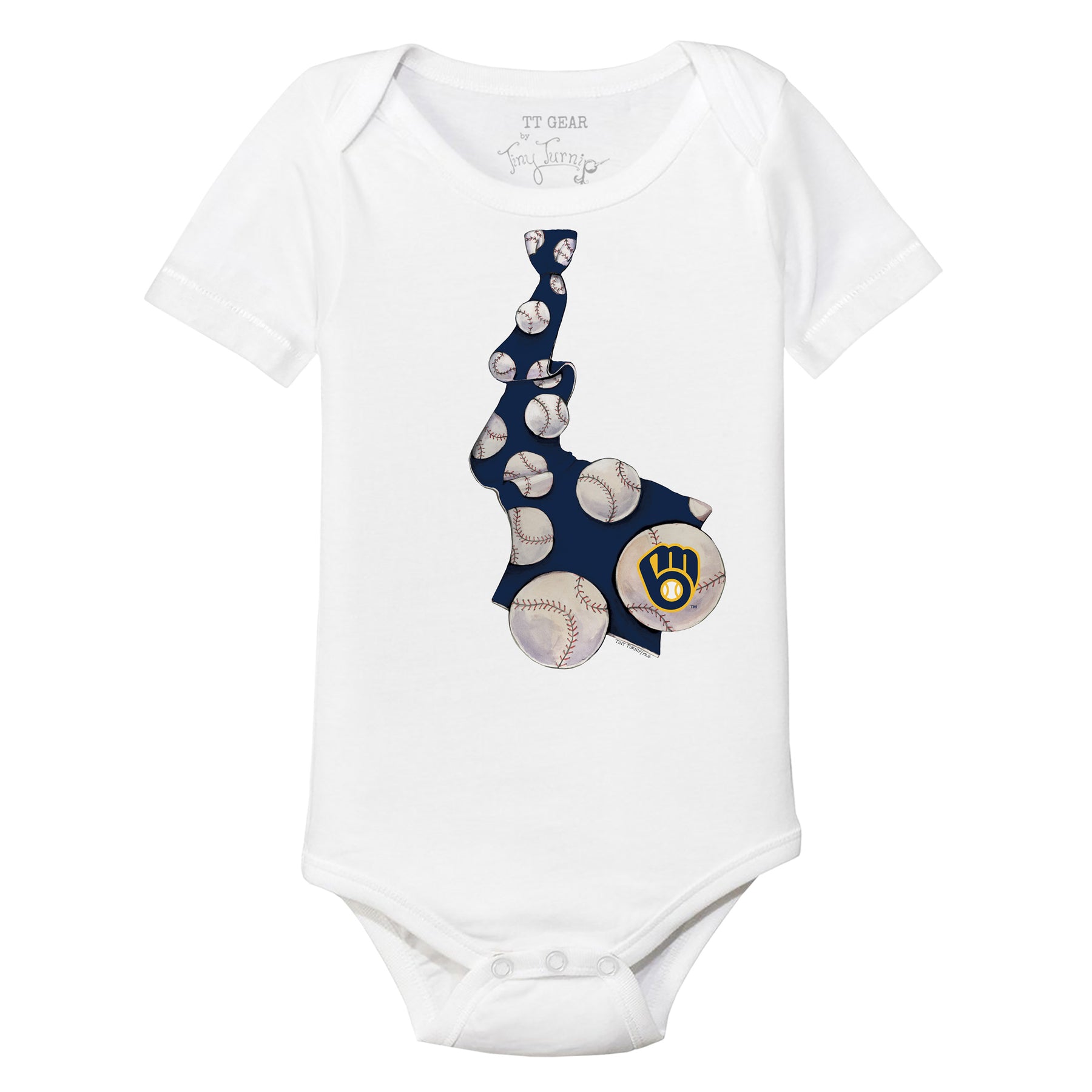 Milwaukee Brewers Tiny Turnip Infant Babes Raglan 3/4 Sleeve T-Shirt -  White/Black