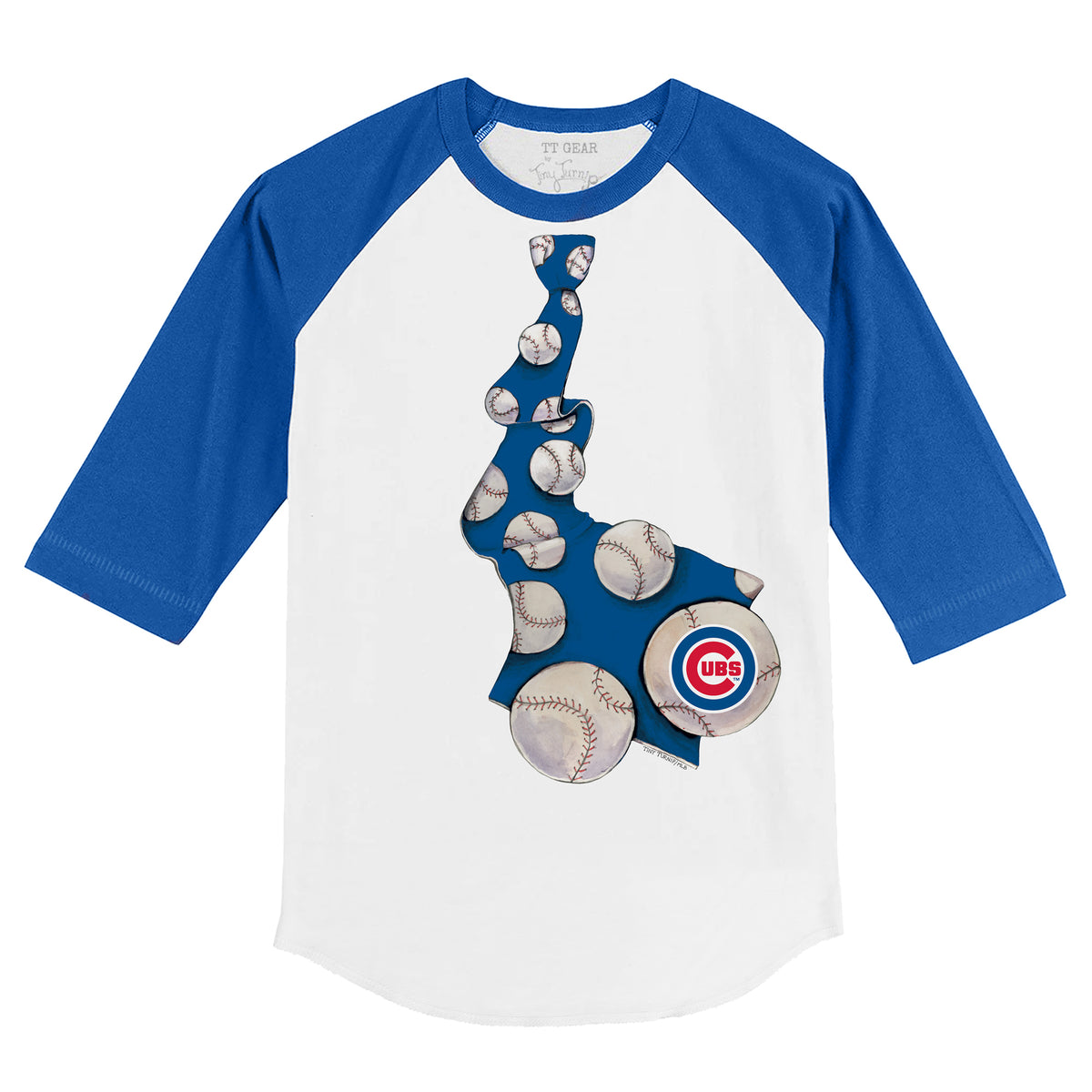 Chicago Cubs Tie 3/4 Royal Blue Sleeve Raglan