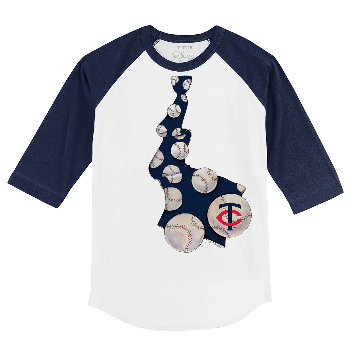 Minnesota Twins Tie 3/4 Navy Blue Sleeve Raglan