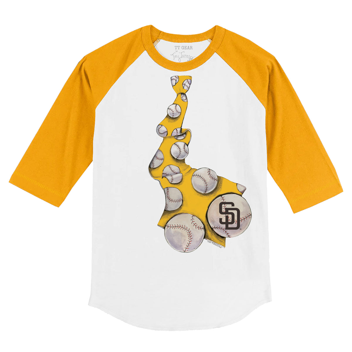 San Diego Padres Tie 3/4 Gold Sleeve Raglan