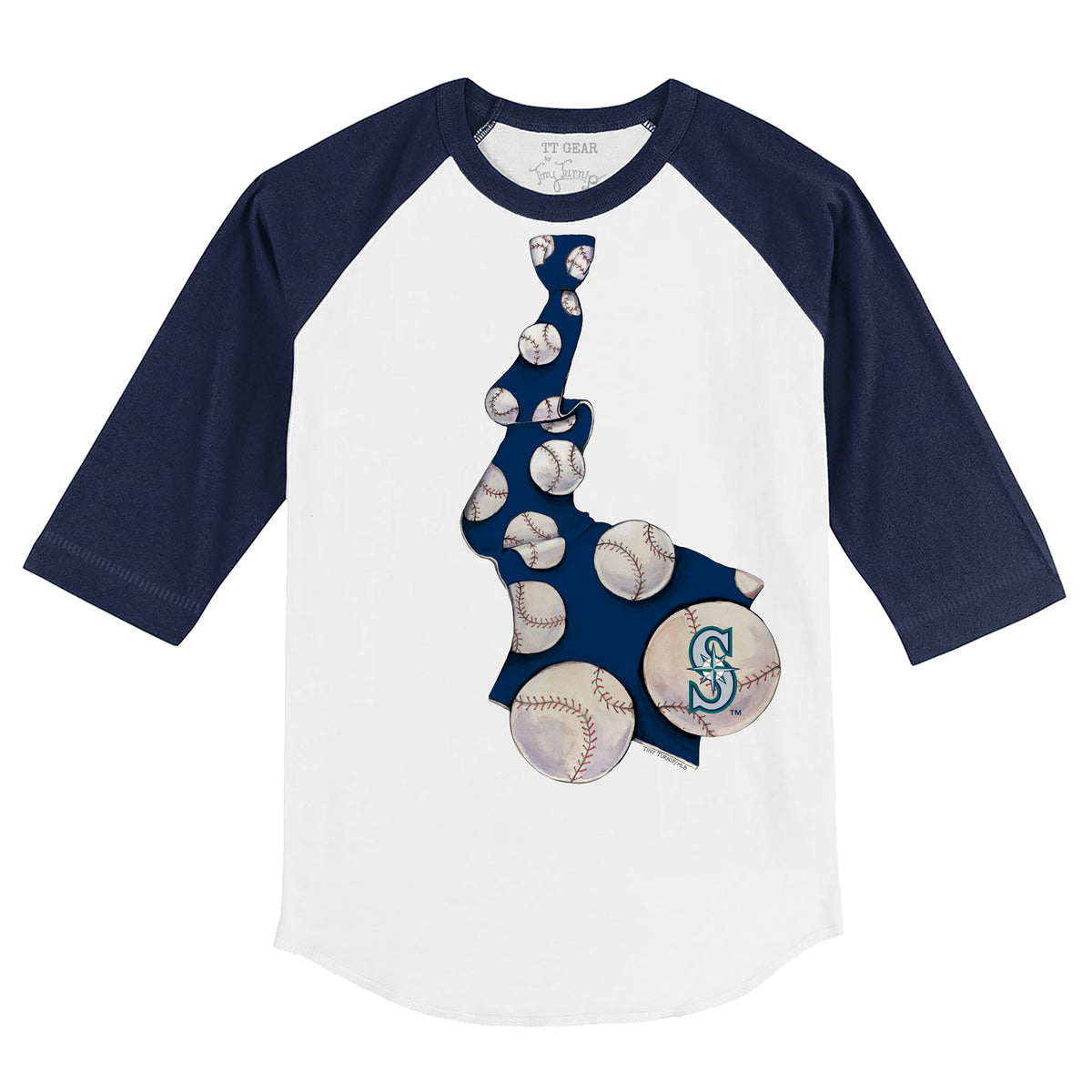 Seattle Mariners Tie 3/4 Navy Blue Sleeve Raglan