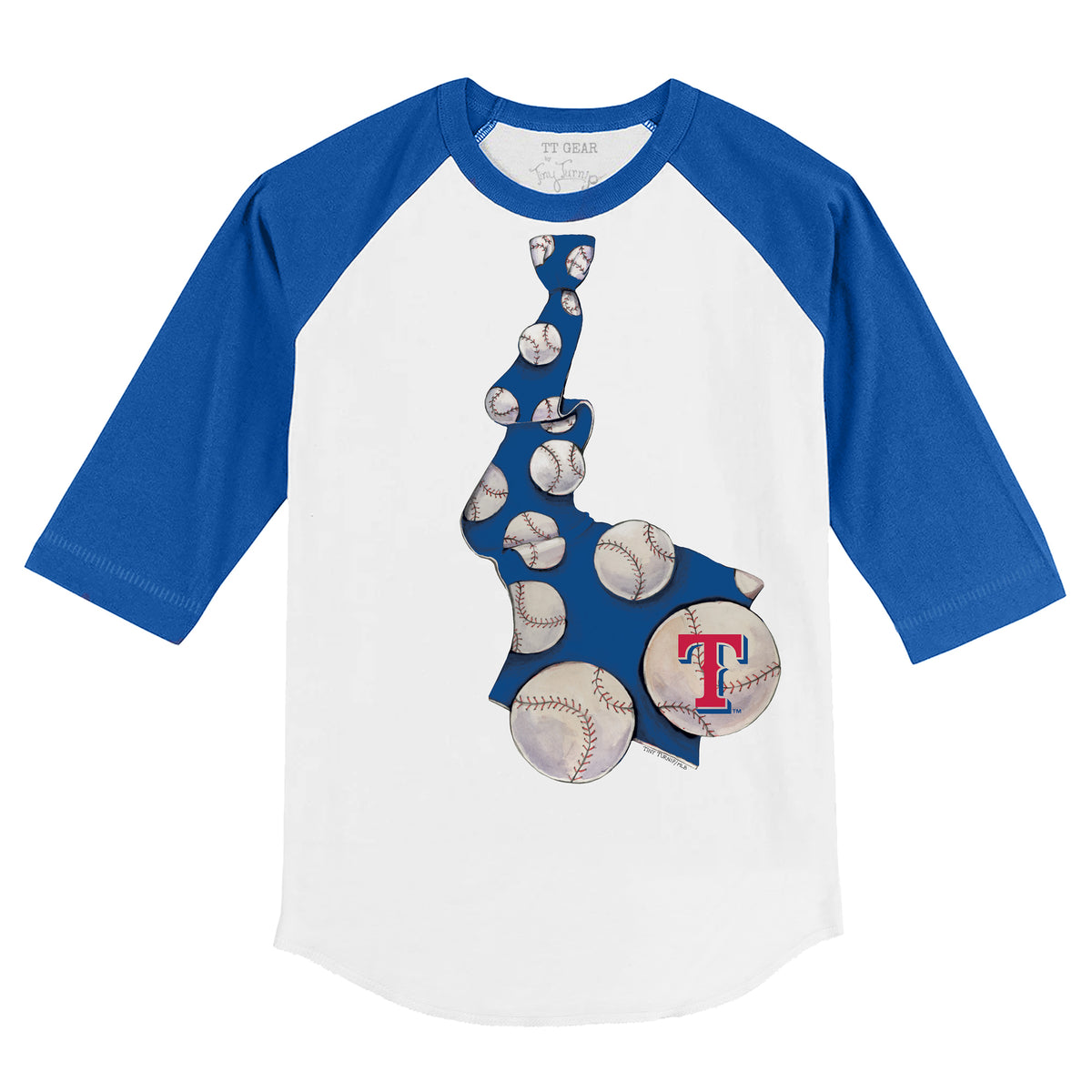 Texas Rangers Tie 3/4 Royal Blue Sleeve Raglan Youth Medium (8-10)