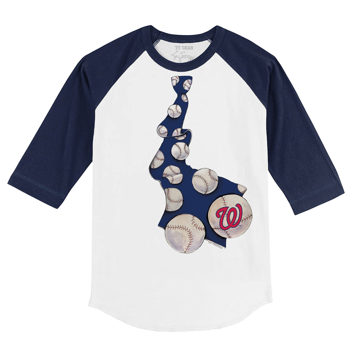 Washington Nationals Tie 3/4 Navy Blue Sleeve Raglan