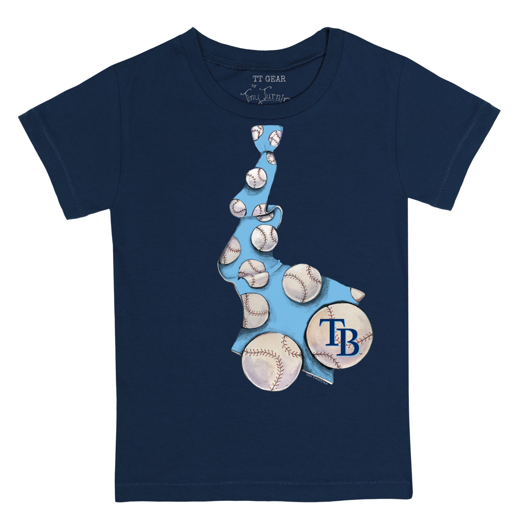 Tiny Turnip Tampa Bay Rays Youth Navy Baseball Tie T-Shirt