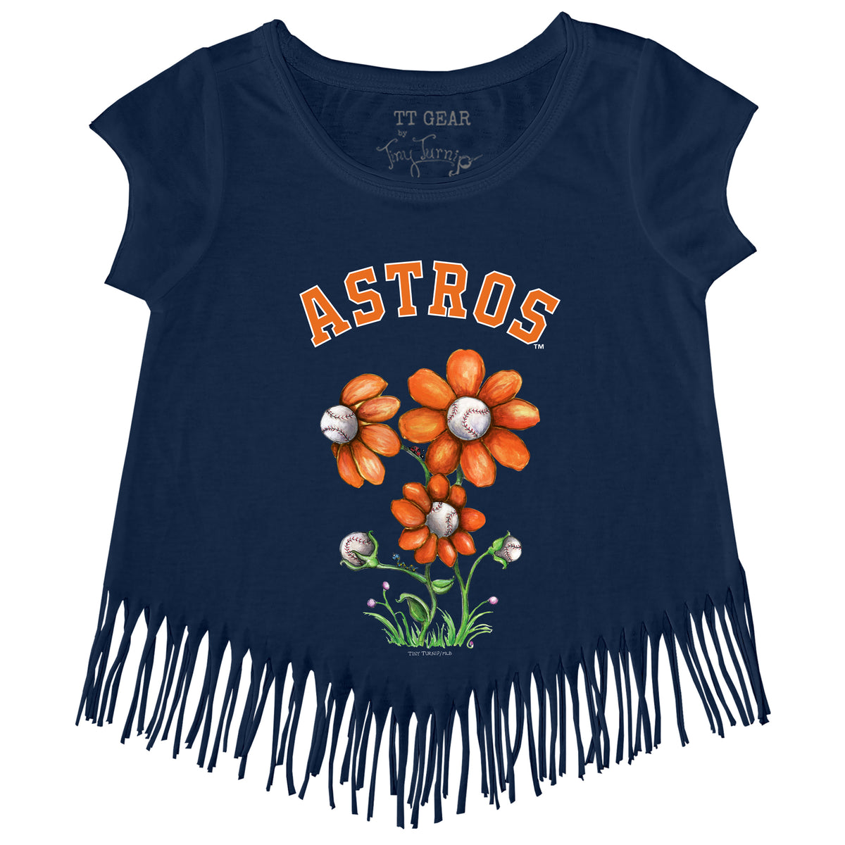 Houston Astros Blooming Baseballs Fringe Tee