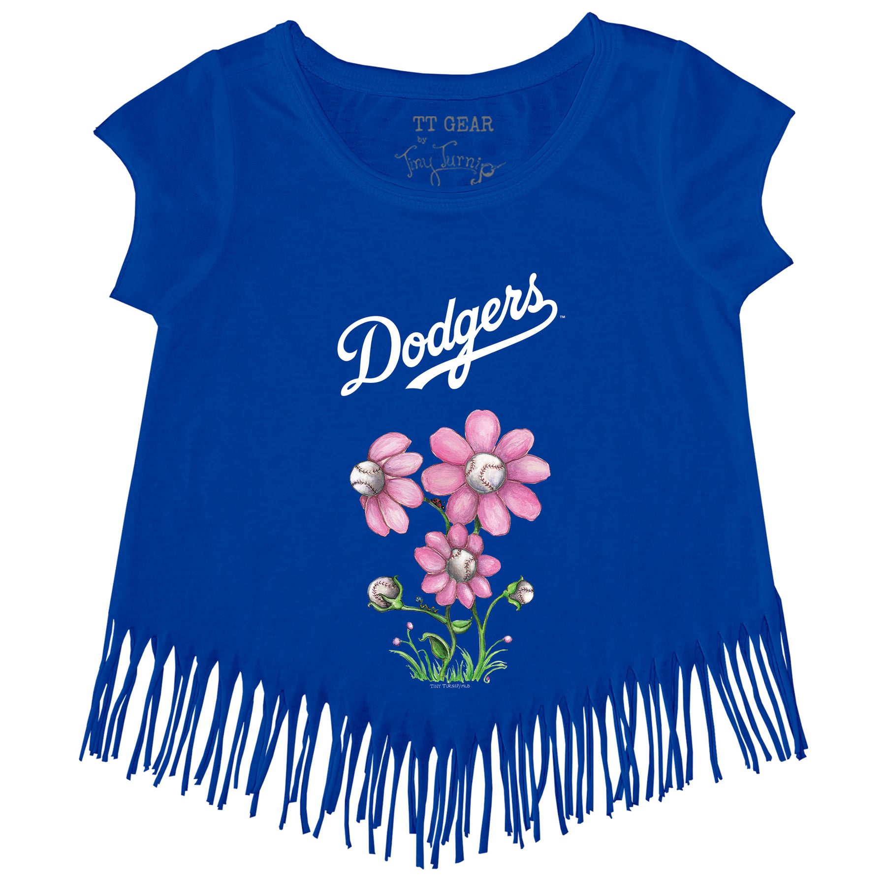Los Angeles Dodgers Blooming Baseballs Fringe Tee
