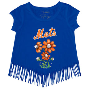 New York Mets Blooming Baseballs Fringe Tee