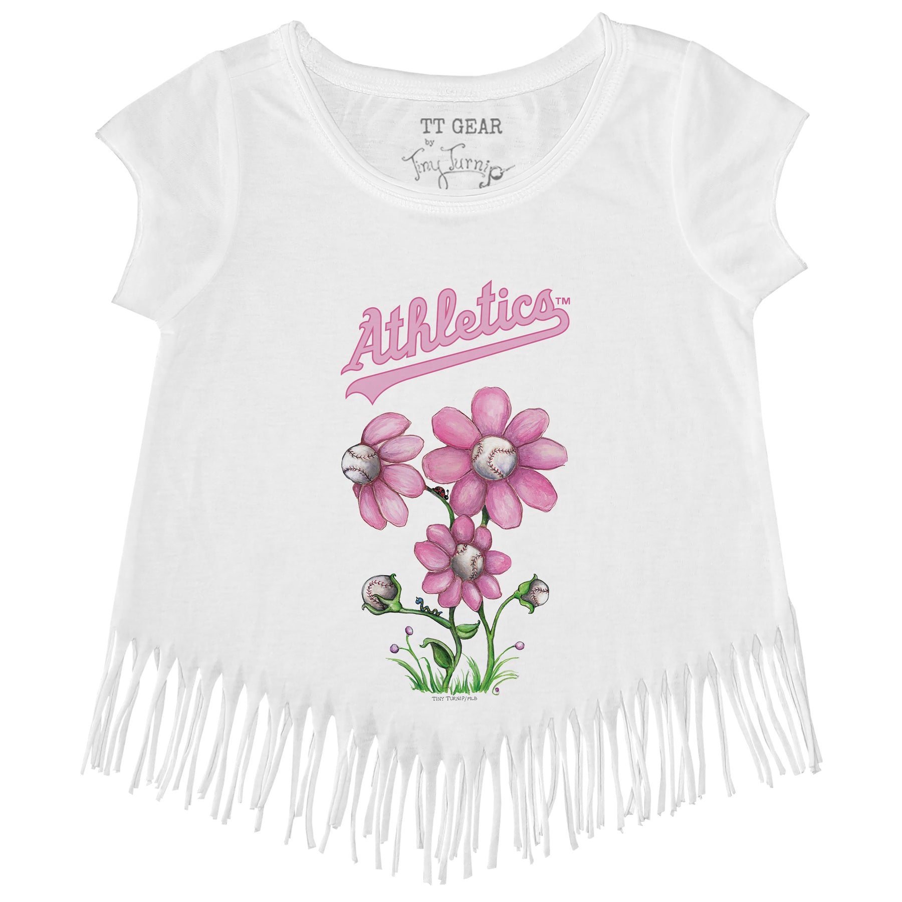 Oakland Athletics Blooming Baseballs Fringe Tee