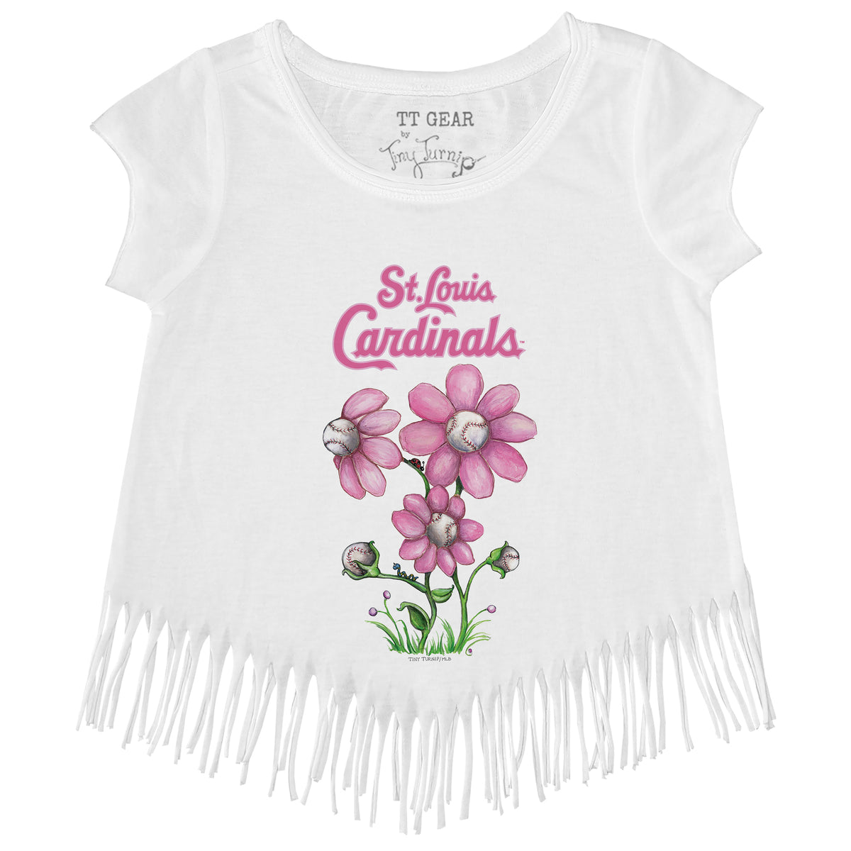 St. Louis Cardinals Tiny Turnip Girls Toddler Lucky Charm Fringe T-Shirt -  White