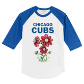 Chicago Cubs Blooming Baseballs 3/4 Royal Blue Sleeve Raglan