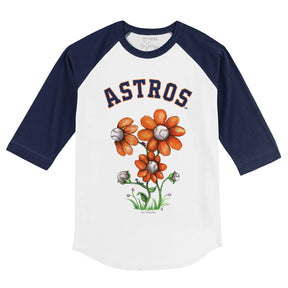 Houston Astros Blooming Baseballs 3/4 Navy Blue Sleeve Raglan