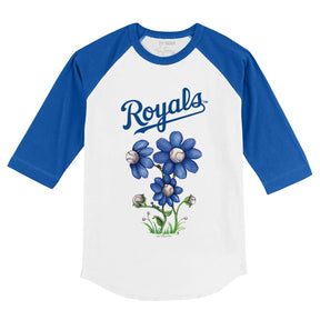 Kansas City Royals Blooming Baseballs 3/4 Royal Blue Sleeve Raglan