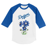 Los Angeles Dodgers Blooming Baseballs 3/4 Royal Blue Sleeve Raglan