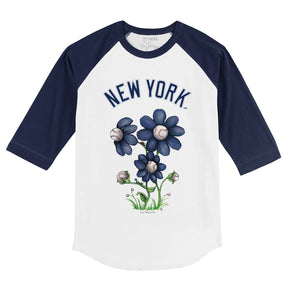 New York Yankees Blooming Baseballs 3/4 Navy Blue Sleeve Raglan
