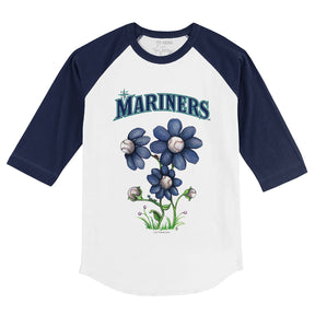 Seattle Mariners Blooming Baseballs 3/4 Navy Blue Sleeve Raglan