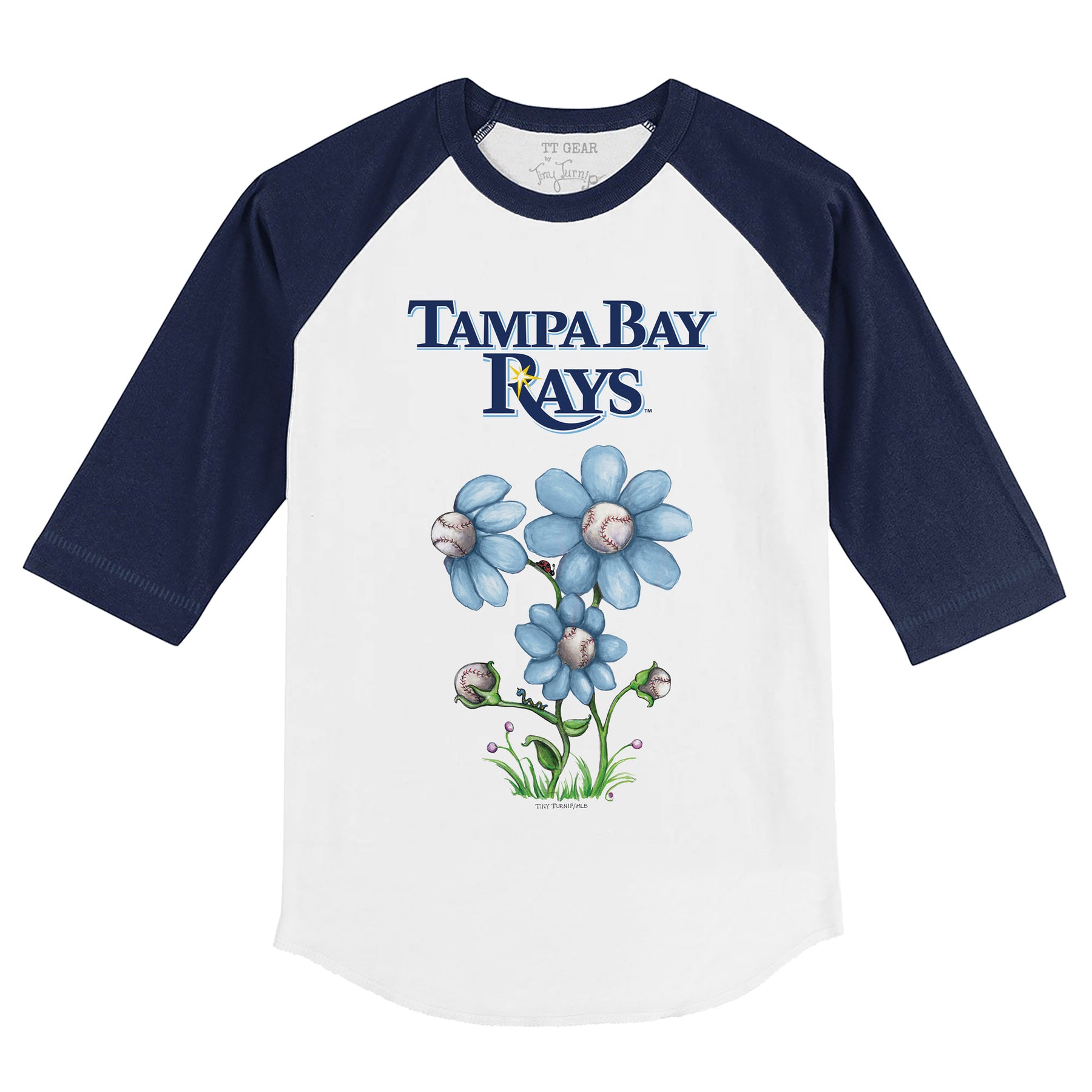 Tampa Bay Rays Blooming Baseballs 3/4 Navy Blue Sleeve Raglan