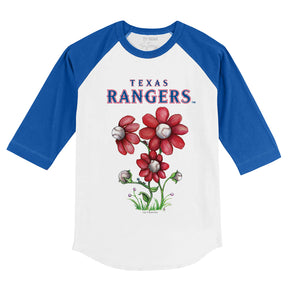 Texas Rangers Blooming Baseballs 3/4 Royal Blue Sleeve Raglan