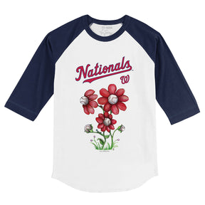 Washington Nationals Blooming Baseballs 3/4 Navy Blue Sleeve Raglan