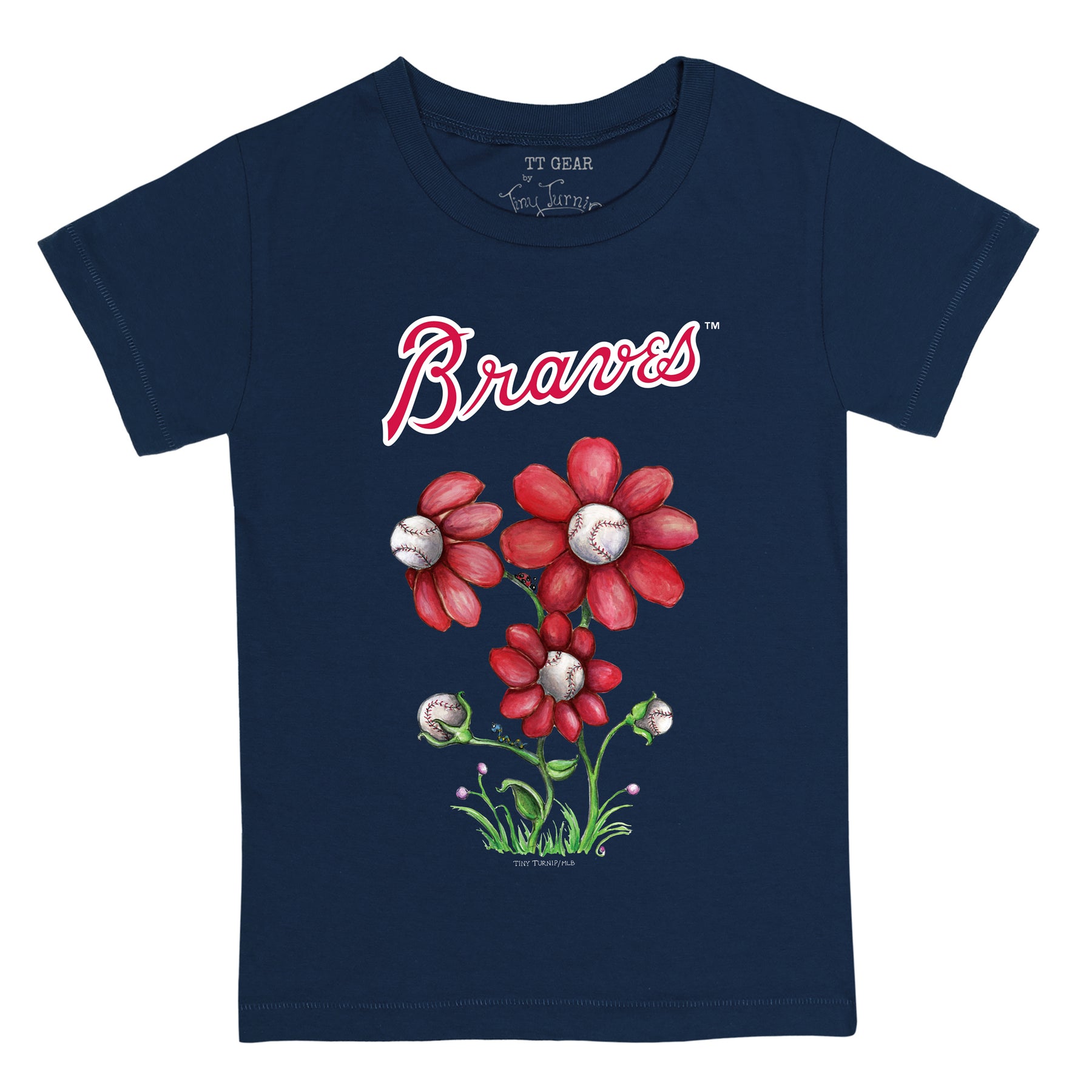 Youth Atlanta Braves Tiny Turnip White Heart Banner T-Shirt