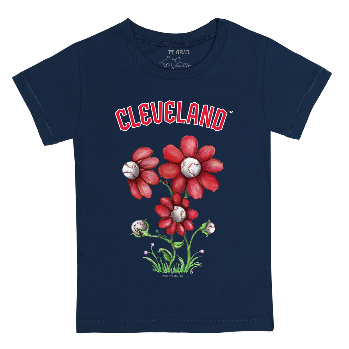 Tiny Turnip Cleveland Guardians Stitched Baseball Tee Shirt Women's Small / Navy Blue