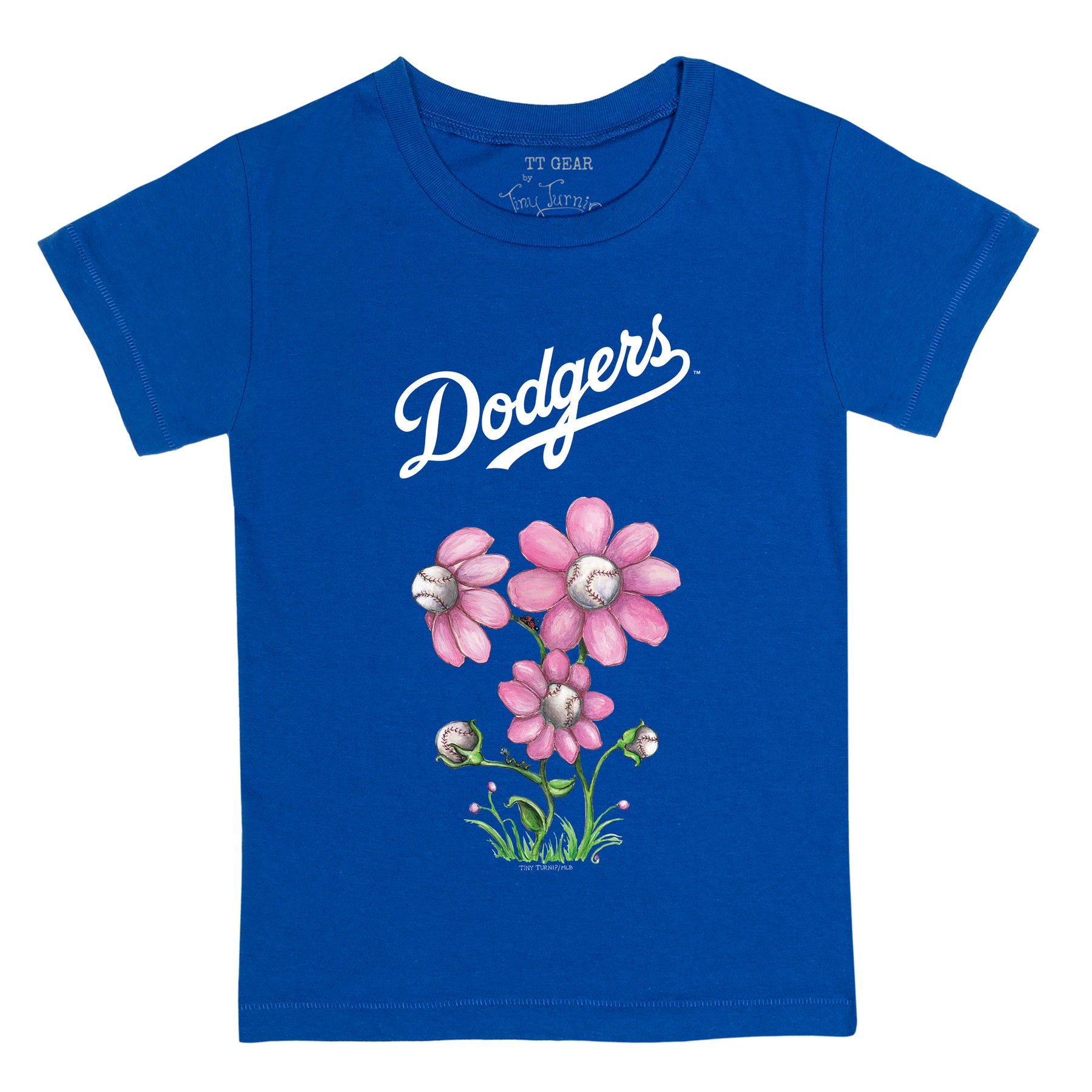 Girls Toddler Los Angeles Dodgers Tiny Turnip Royal I Love Dad Fringe T- Shirt