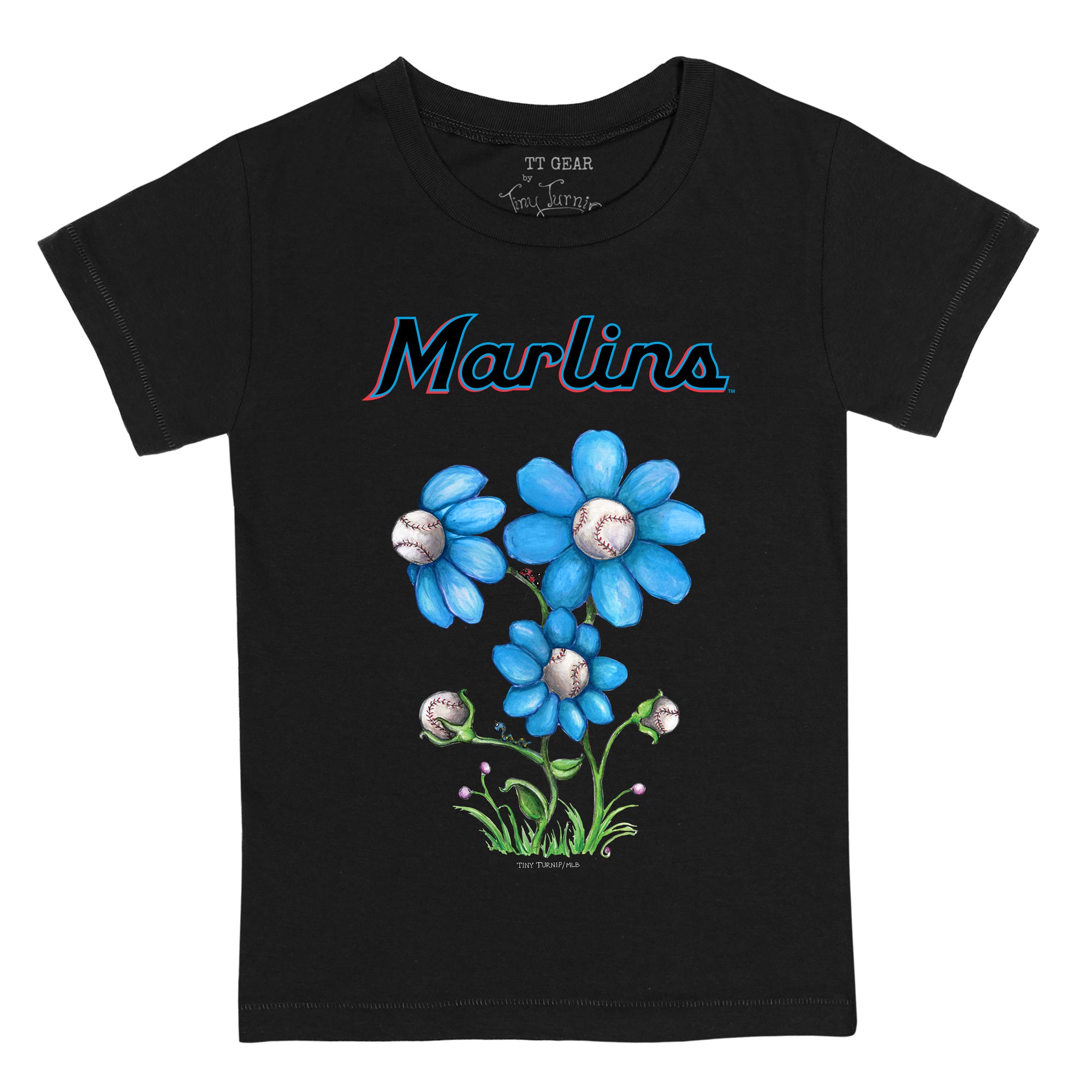 Miami Marlins Tiny Turnip Women's Baseball Tie 3/4-Sleeve Raglan T