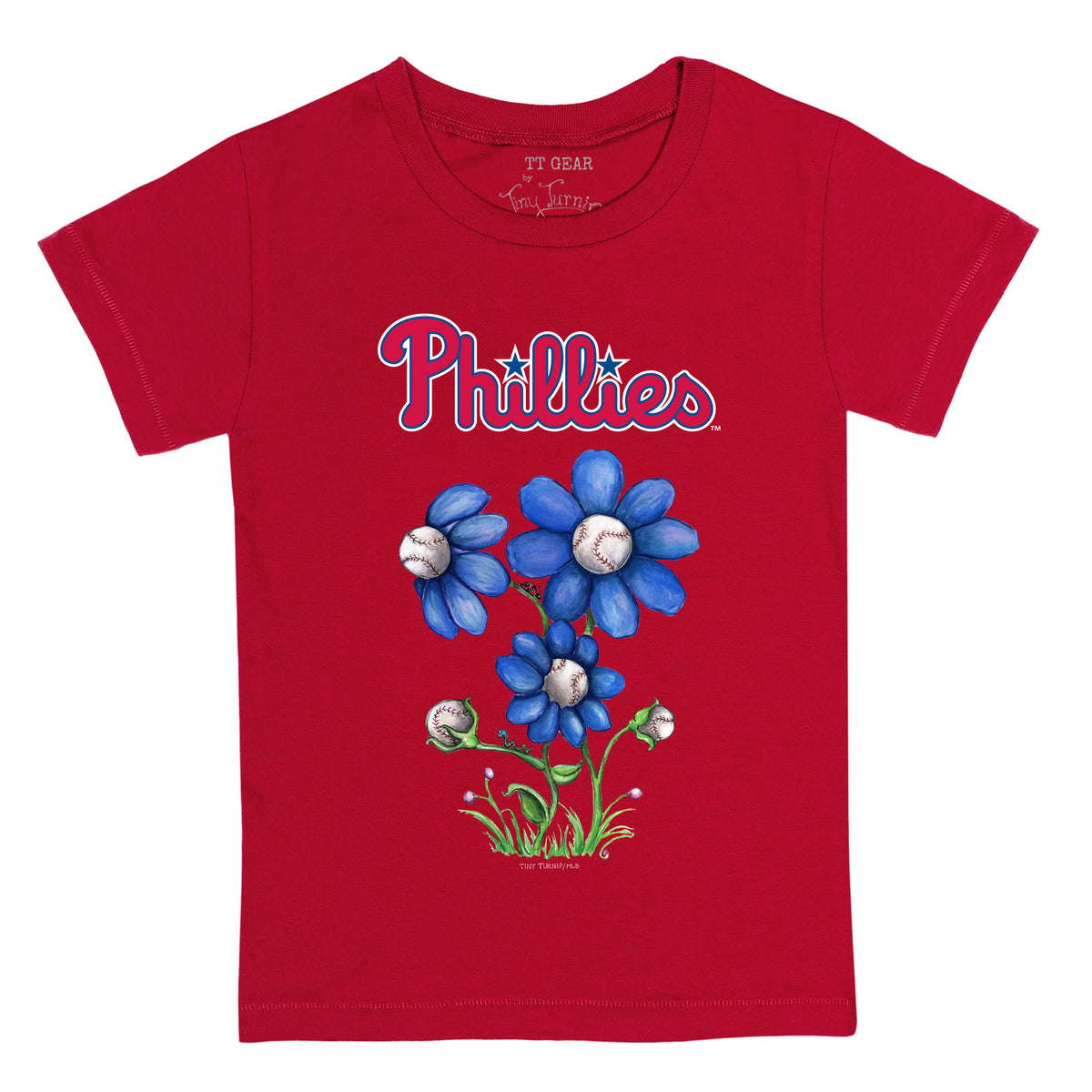 Girls Youth Tiny Turnip White Philadelphia Phillies Blooming Baseballs Fringe T-Shirt Size: Extra Large