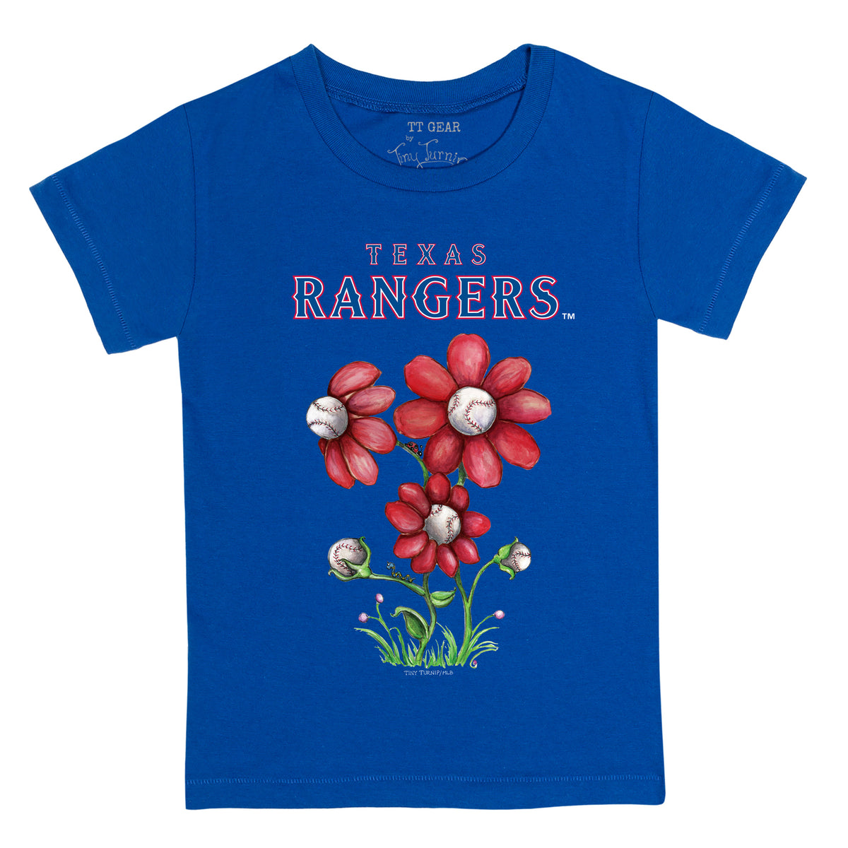Texas Rangers Blooming Baseballs Tee Shirt 2T / Royal Blue