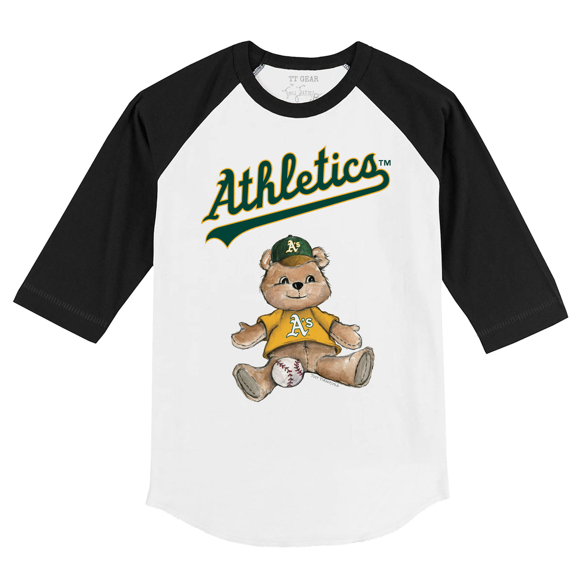 Oakland Athletics Boy Teddy 3/4 Black Sleeve Raglan