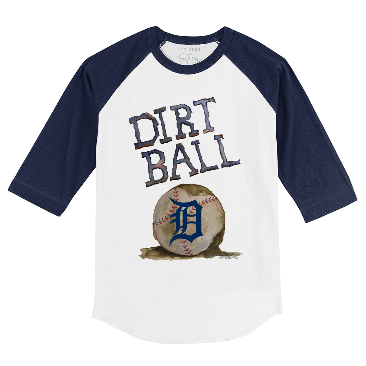 Detroit Tigers Dirt Ball 3/4 Navy Blue Sleeve Raglan