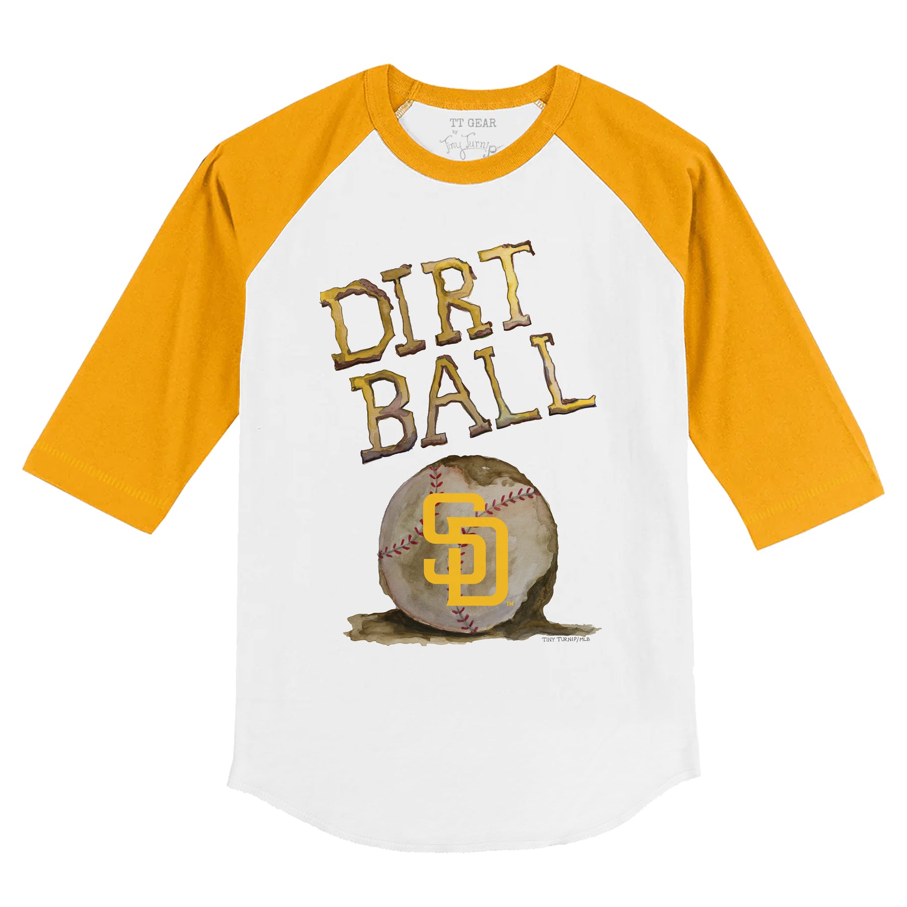 San Diego Padres Dirt Ball 3/4 Gold Sleeve Raglan