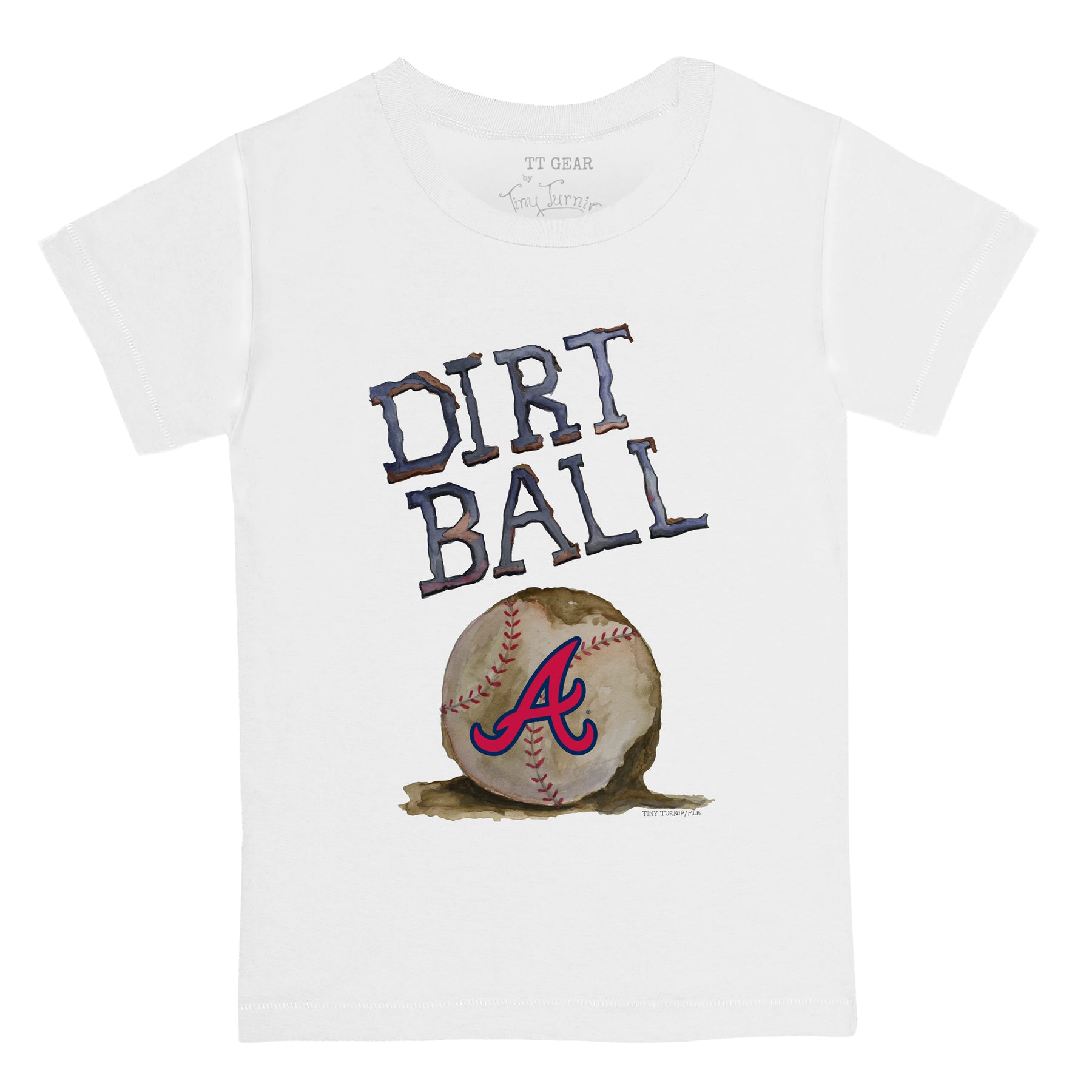 Youth Tiny Turnip White Atlanta Braves Baseball Bow T-Shirt Size: Large