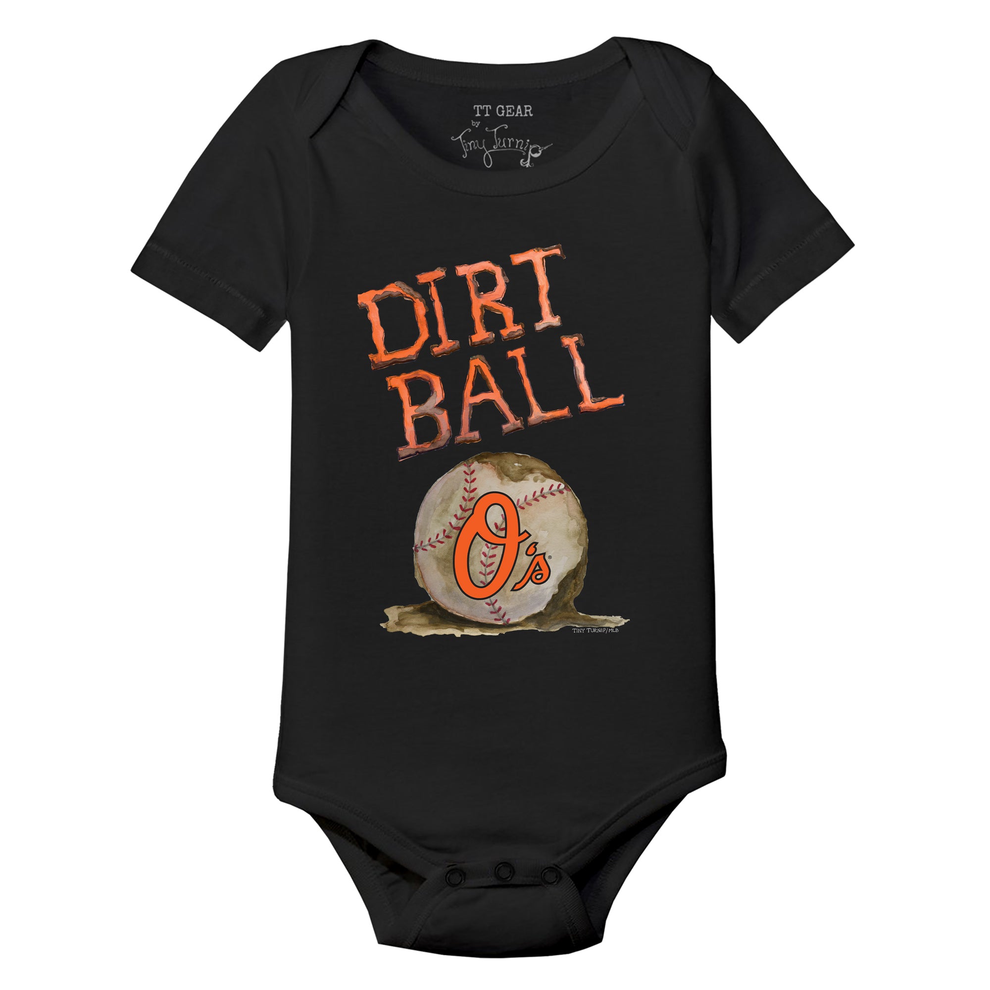 Tiny Turnip Baltimore Orioles Toddler White/Black Dirt Ball 3/4-Sleeve  Raglan T-Shirt