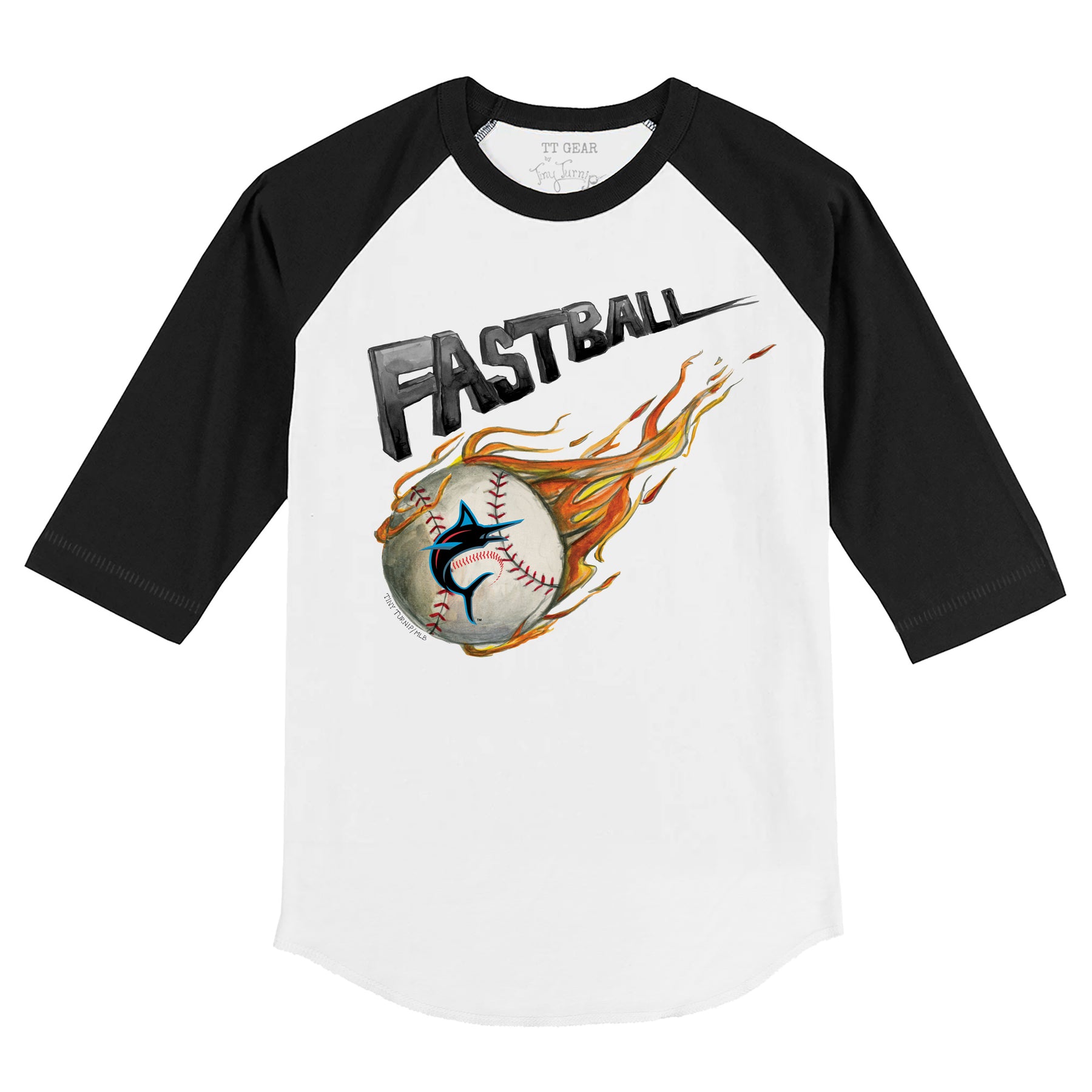 Miami Marlins Fastball 3/4 Black Sleeve Raglan