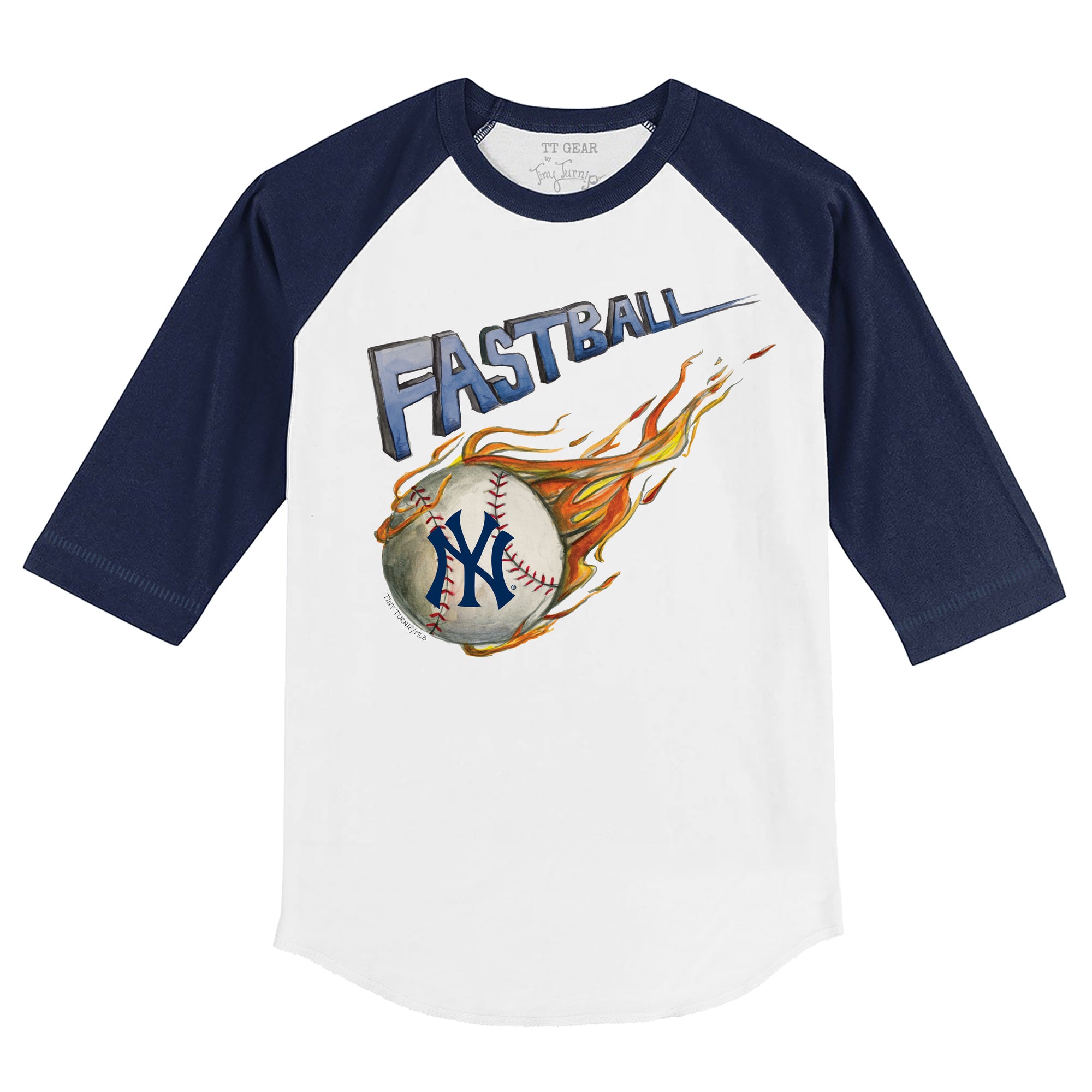 Youth Tiny Turnip White/Black New York Yankees Stacked Raglan 3/4 Sleeve T-Shirt Size: Extra Large