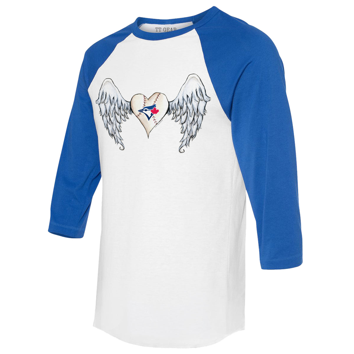 TinyTurnip Toronto Blue Jays Stitched Baseball 3/4 Royal Blue Sleeve Raglan Unisex S