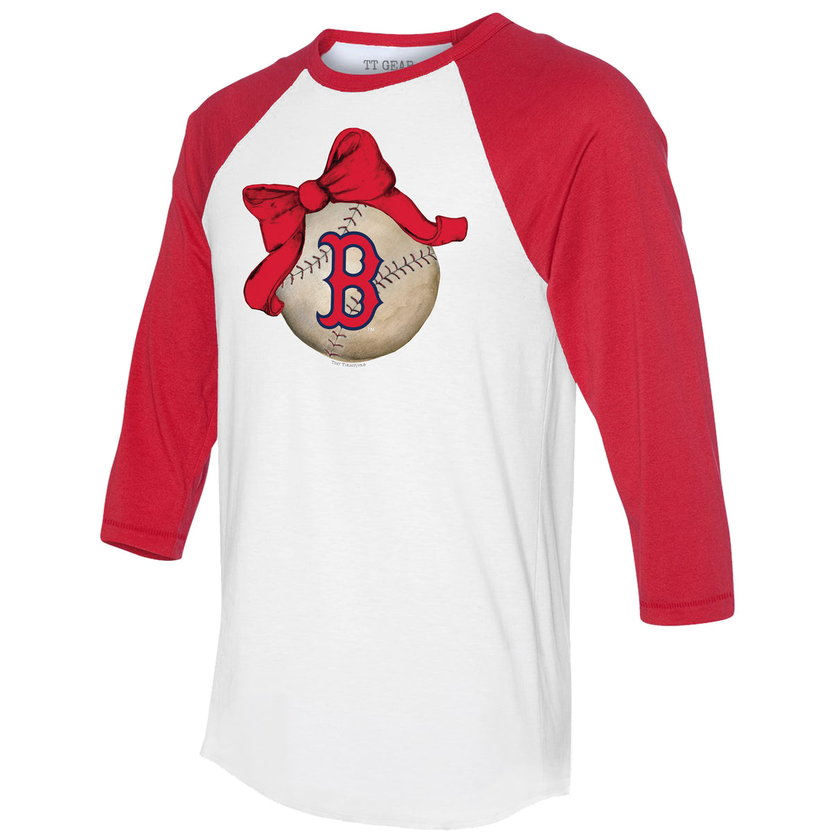 Boston Red Sox Baseball Bow 3/4 Red Sleeve Raglan