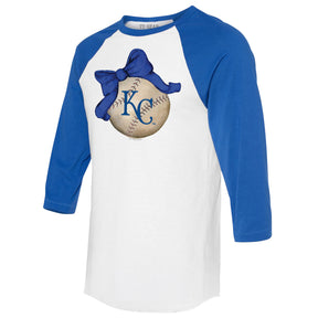 Kansas City Royals Baseball Bow 3/4 Royal Blue Sleeve Raglan