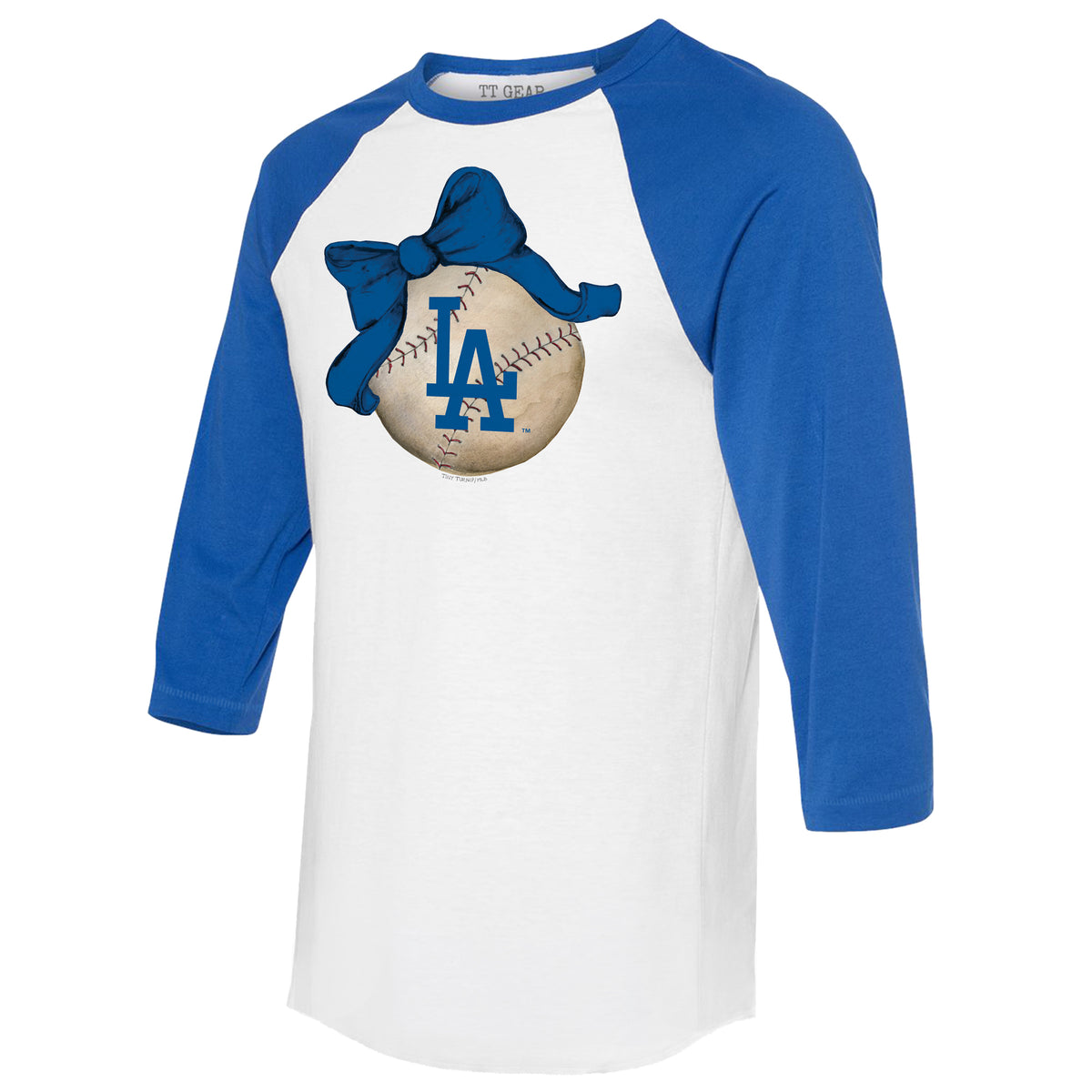 Los Angeles Dodgers Baseball Bow 3/4 Royal Blue Sleeve Raglan