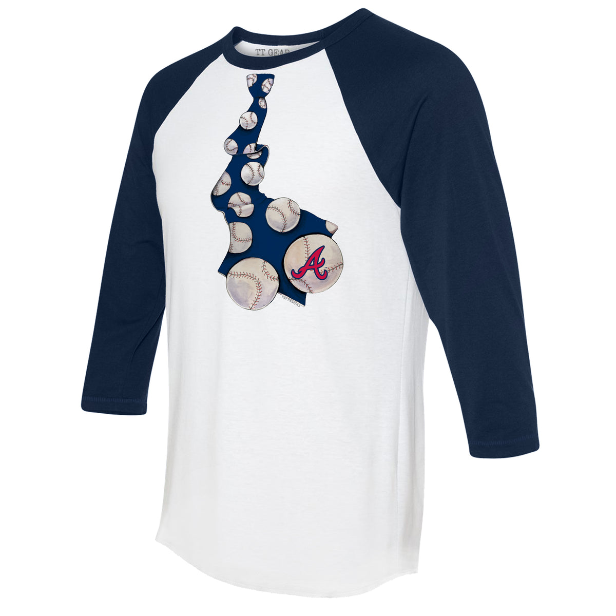 Atlanta Braves Baseball Tie 3/4 Navy Blue Sleeve Raglan