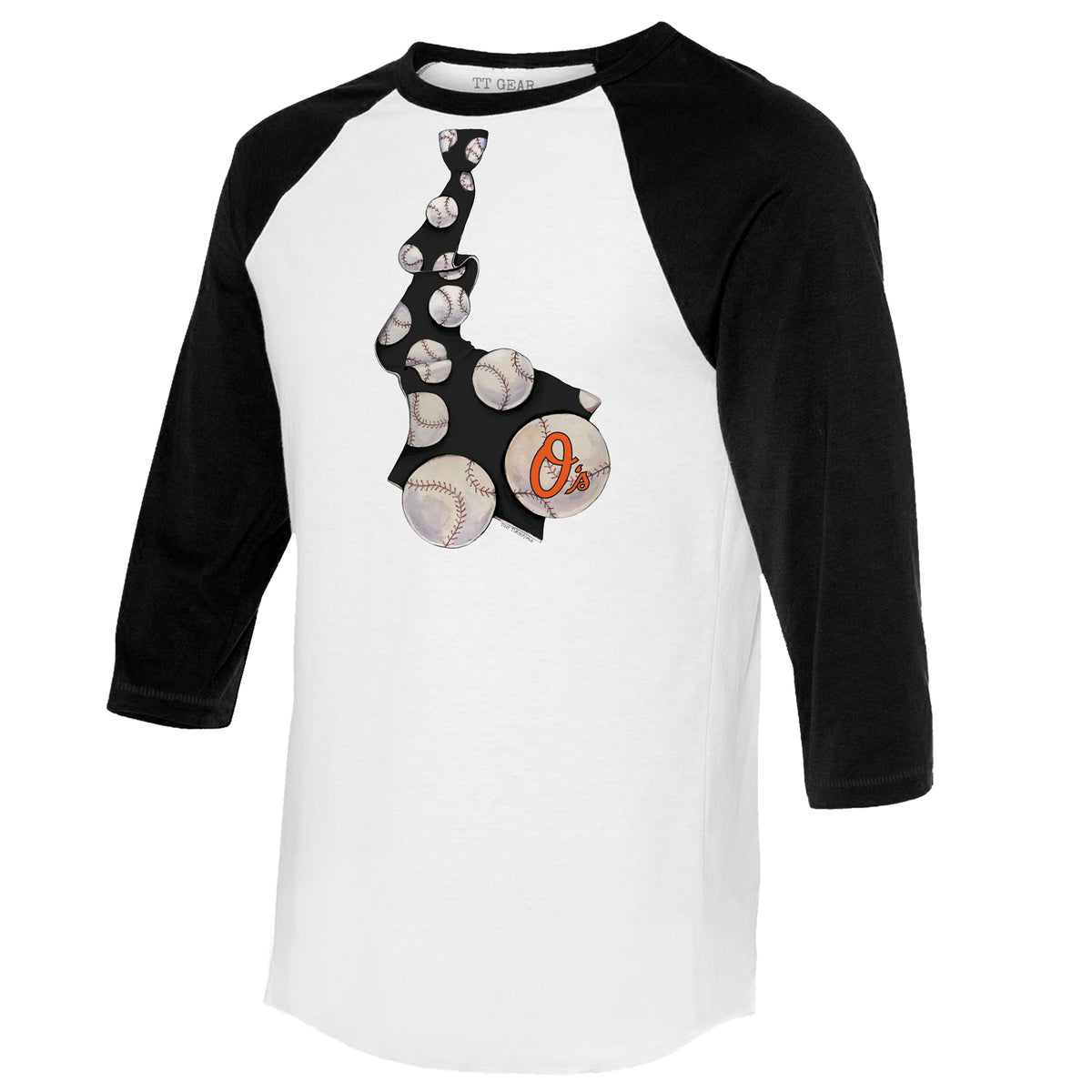 Baltimore Orioles Tie 3/4 Black Sleeve Raglan