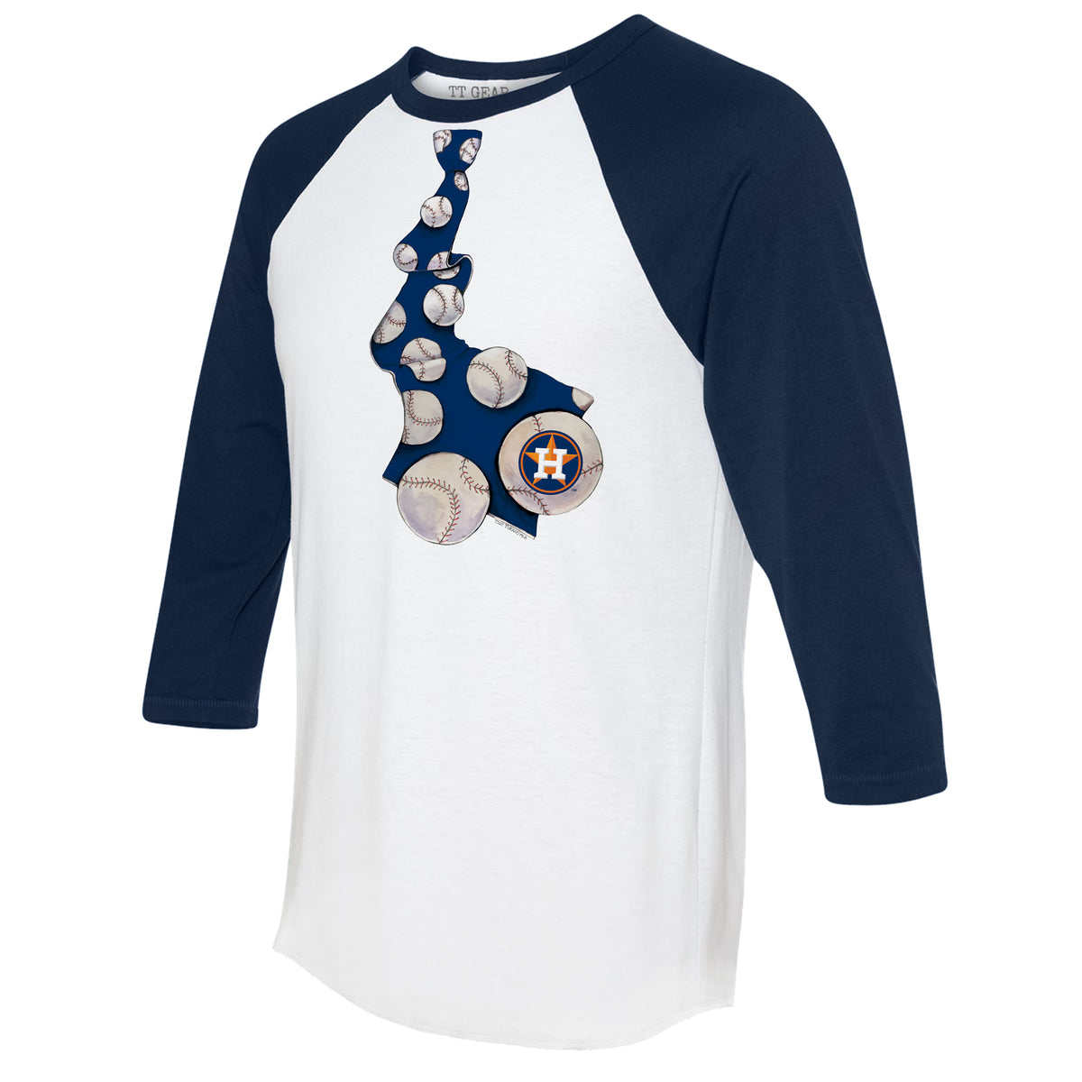 Houston Astros Tie 3/4 Navy Blue Sleeve Raglan