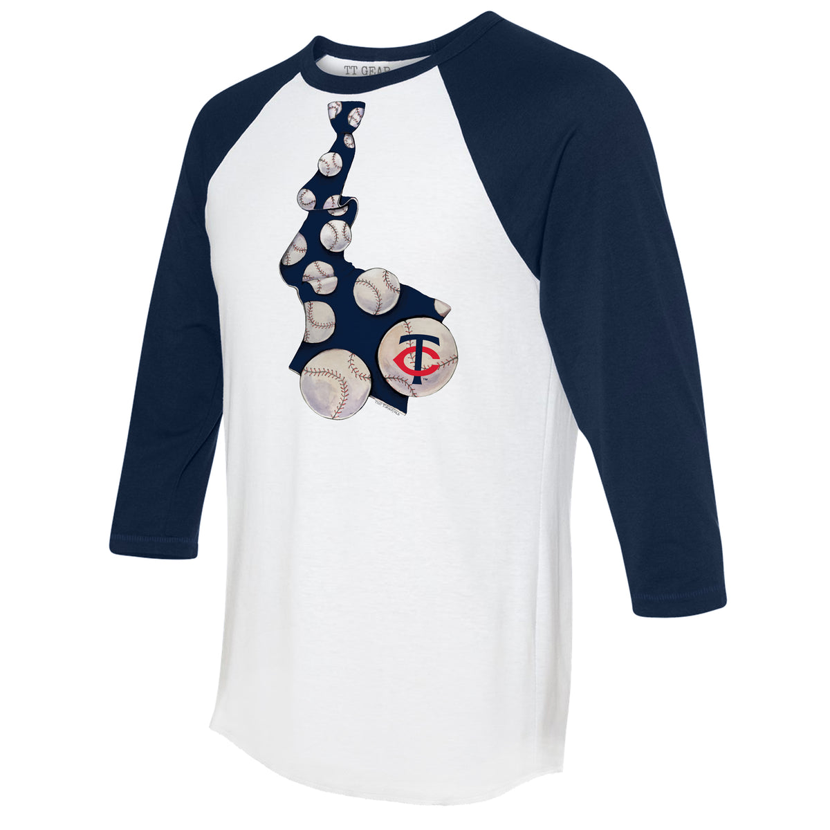 Minnesota Twins Tie 3/4 Navy Blue Sleeve Raglan