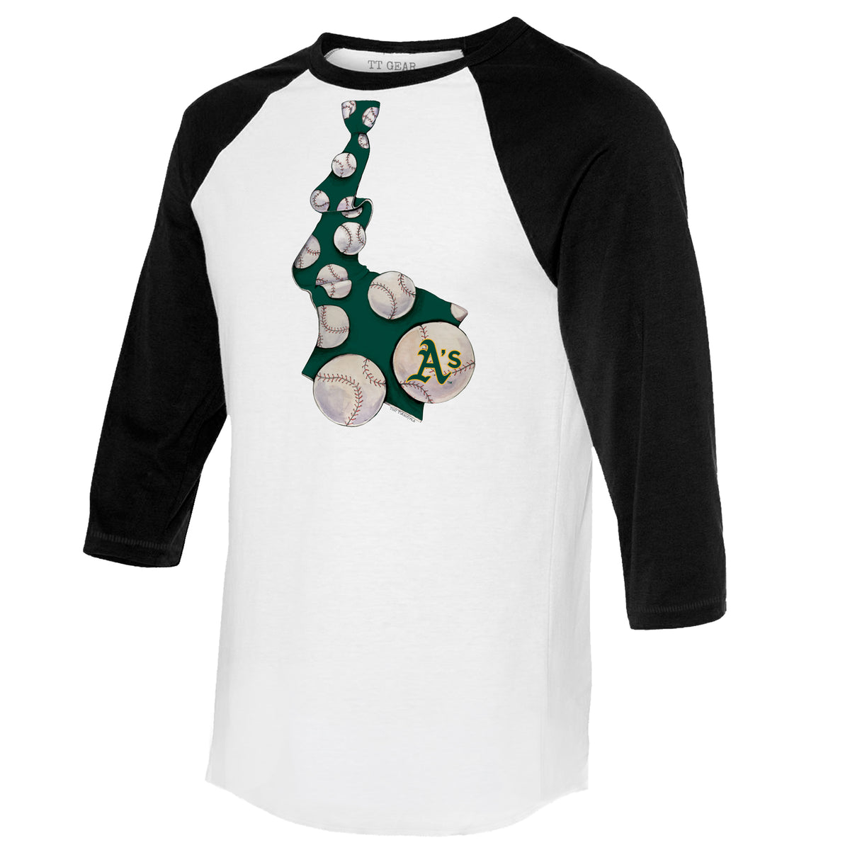 Oakland Athletics Tie 3/4 Black Sleeve Raglan